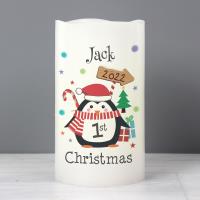 Personalised 1st Christmas Penguin LED Candle Extra Image 3 Preview